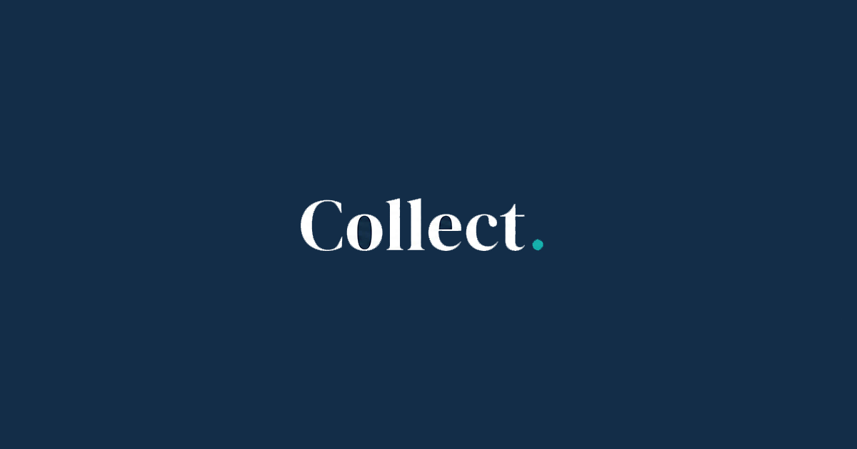 Collect wordmark on its dark blue brand background